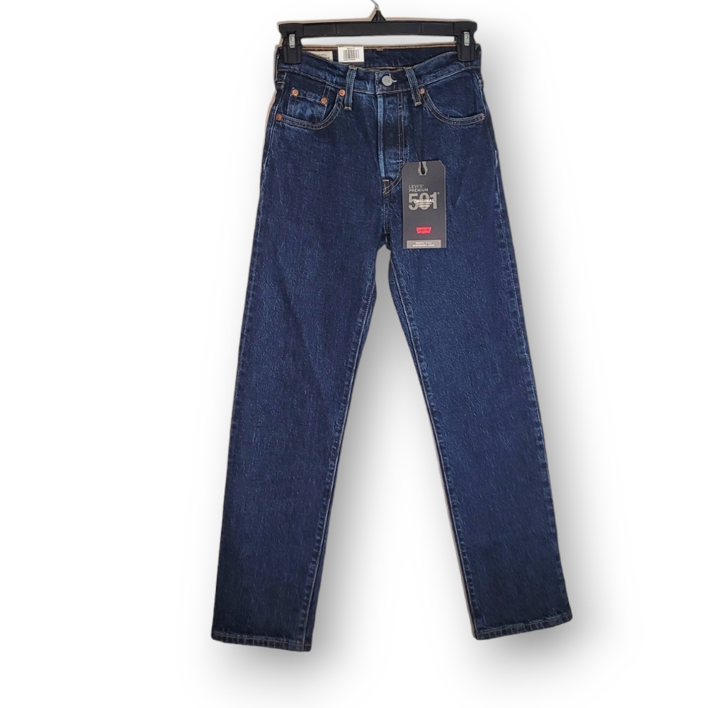 Levi's Premium Women's 501 Cropped Button Fly Dark Wash Jeans 23 X 28
